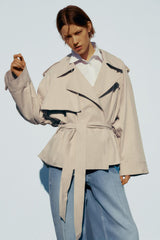 Waist-Tied Short Trench Coat