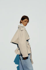 Waist-Tied Short Trench Coat