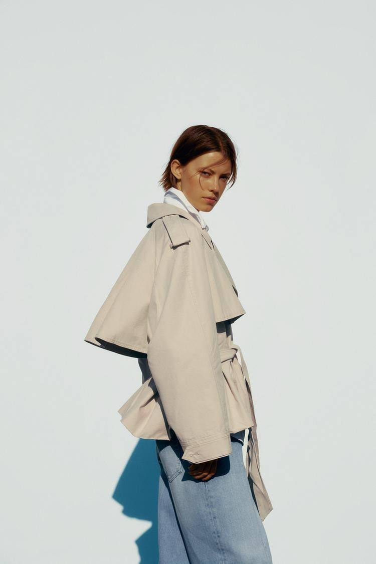 Waist-Tied Short Trench Coat