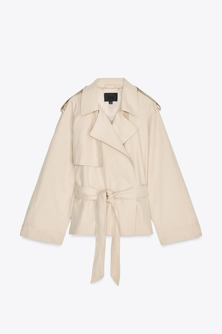 Waist-Tied Short Trench Coat