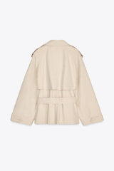 Waist-Tied Short Trench Coat