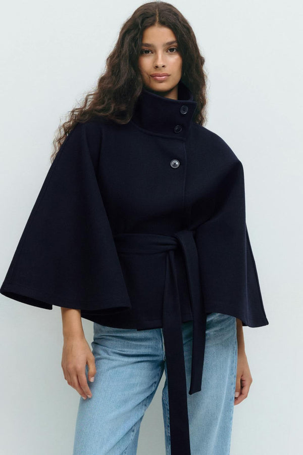 Wraparound Cape Jacket with Belt