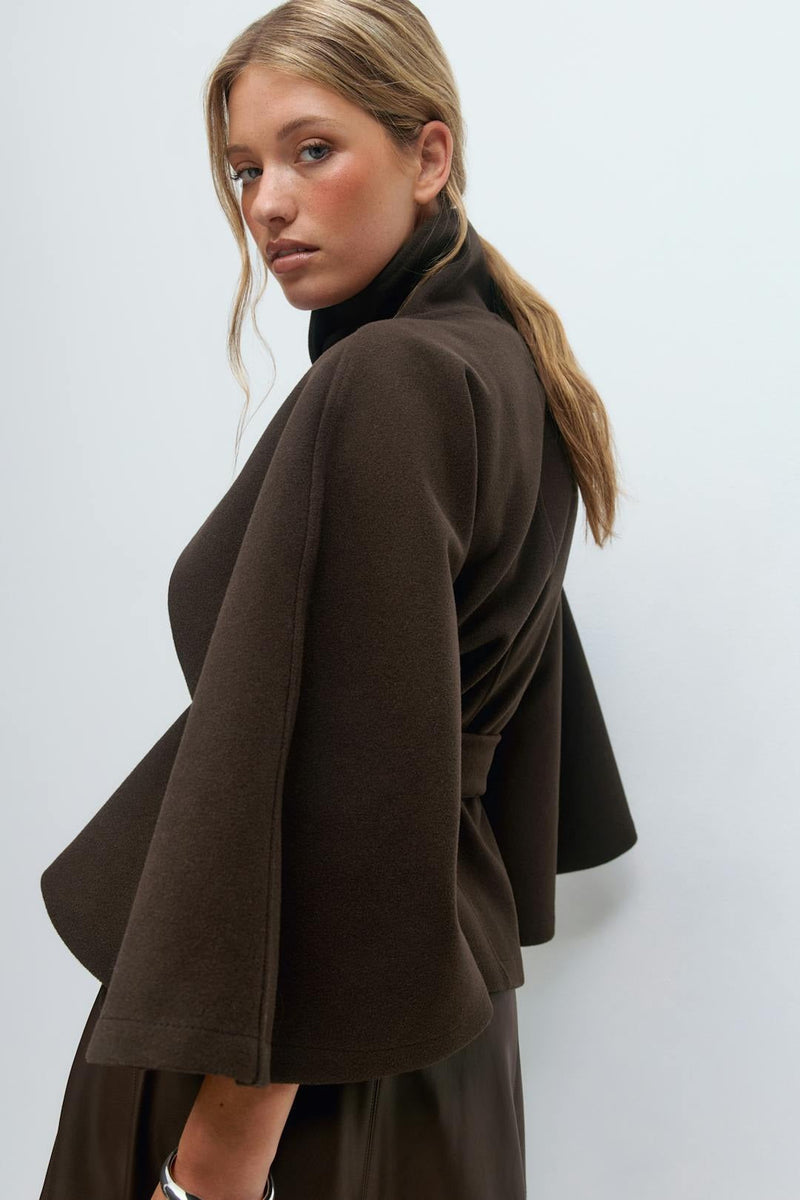 Wickel-Cape-Jacke mit Gürtel