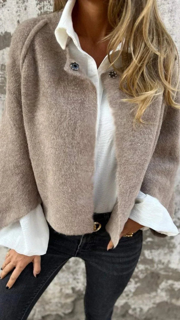 Celeste™ | Round Neck Wool Coat with Long Sleeves
