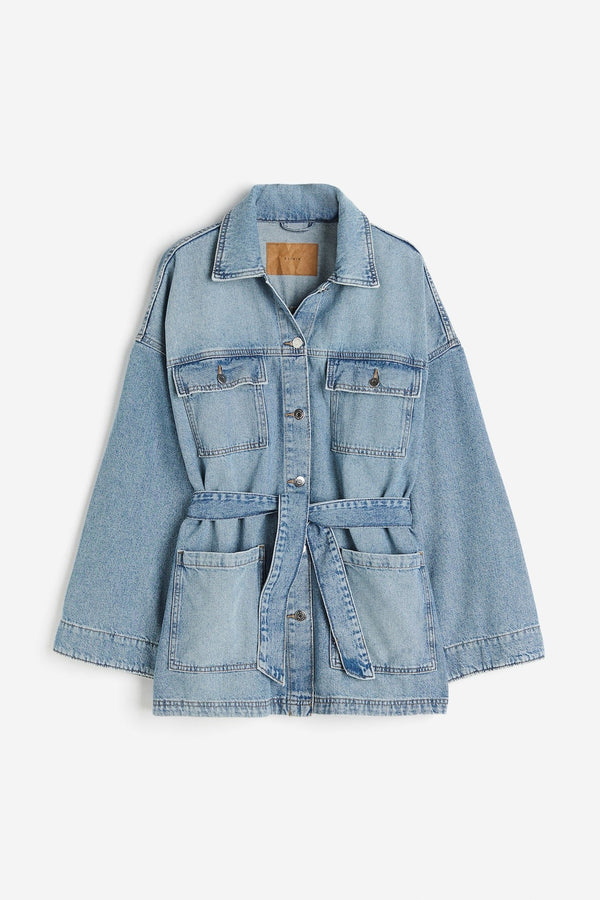Denim Jacket with Tie-Front Detail