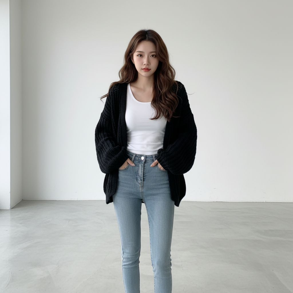Vintage Harajuku Sweater Vest – Korean Autumn Streetwear with Lantern Sleeves